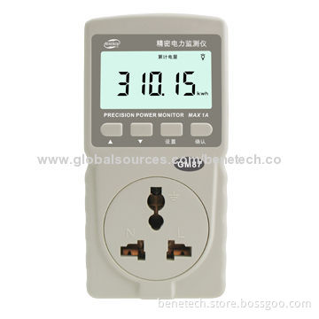 Micro Power Monitor with Large LCD Display, Records Total Time Consumption